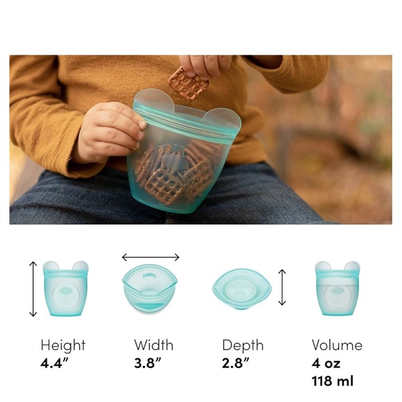 🐷 Zip Top Reusable 100% Silicone Baby + Kid Snack Containers - Picture 3 of 5